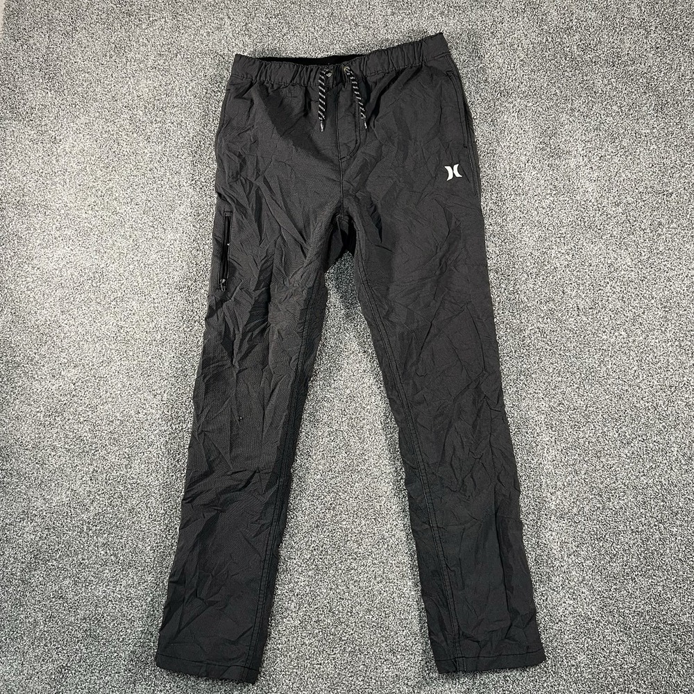 Hurley Boys Large 12-13 Black Athletic Pants Drawstring Zip Pocket